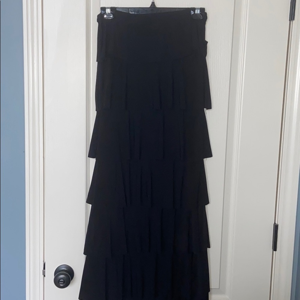 Black Ruffled Maxi Skirt
